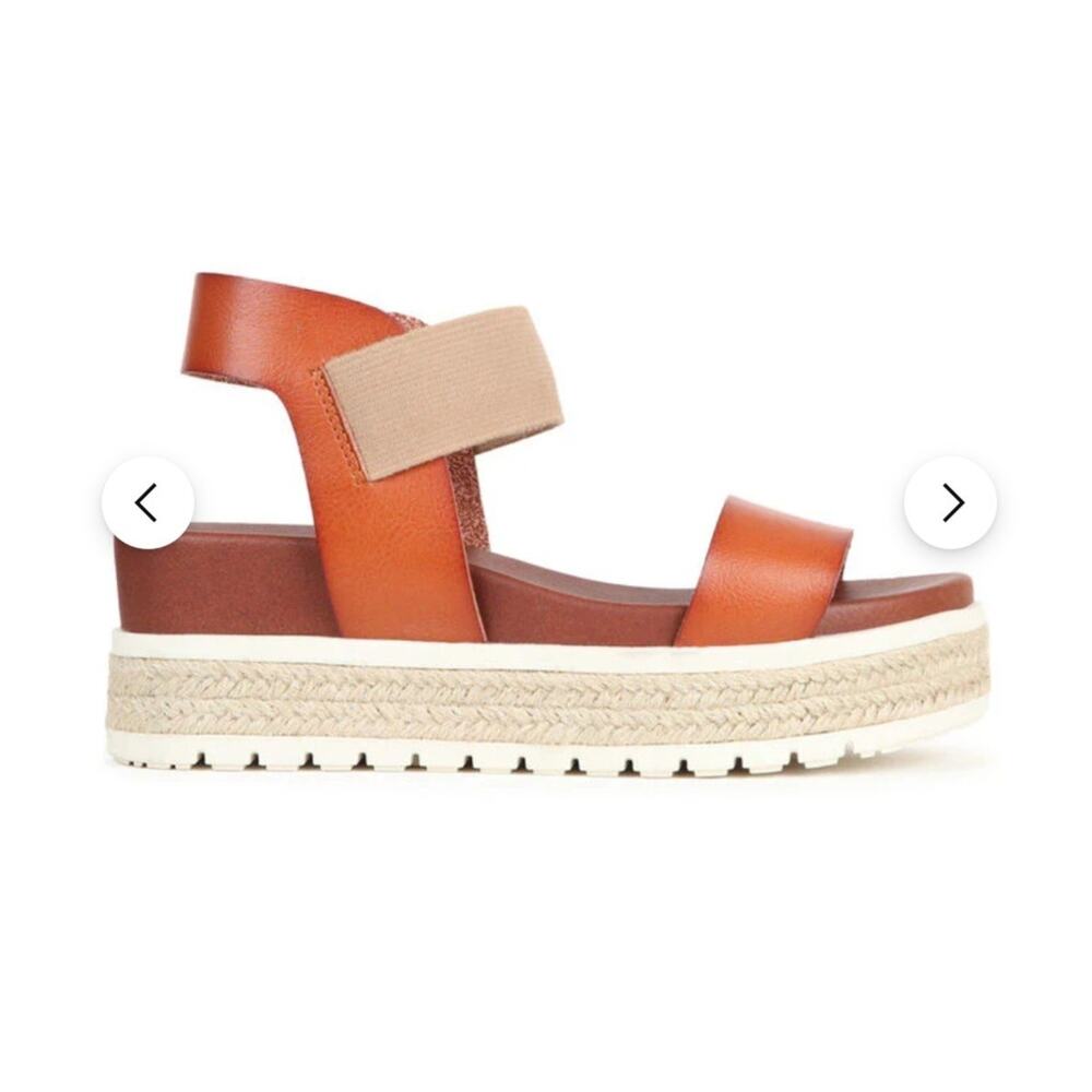NWOB (Display Pair) Mia Candace Platform Espadrilles Sandal Sz 8 Tan And Brown - Picture 2 of 8
